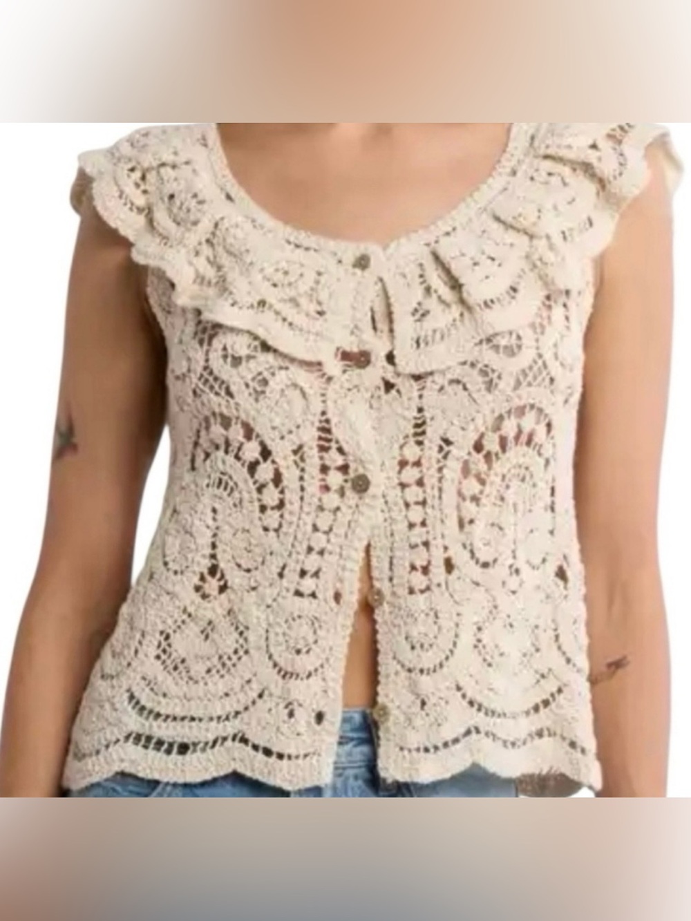 Liv Los Angeles Crochet Lace Cap Sleeve Cardigan